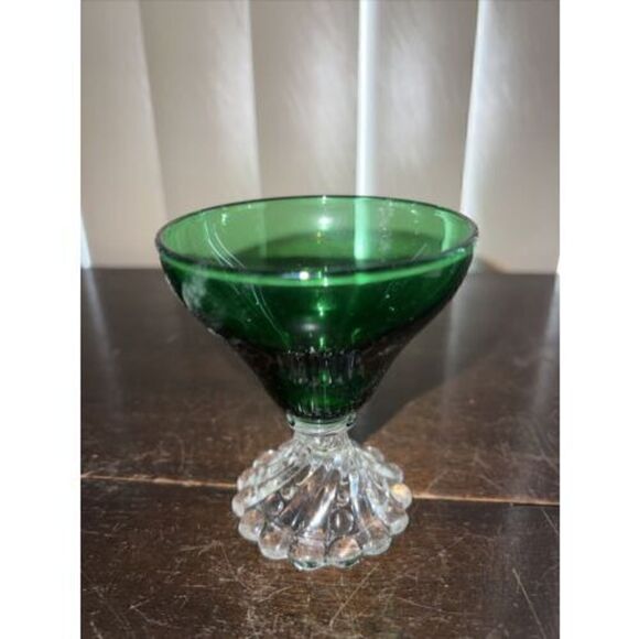 Anchor Hocking Burple **SET OF 2**  Champagne Sherbets Cups Green EXCELLENT - Picture 2 of 7